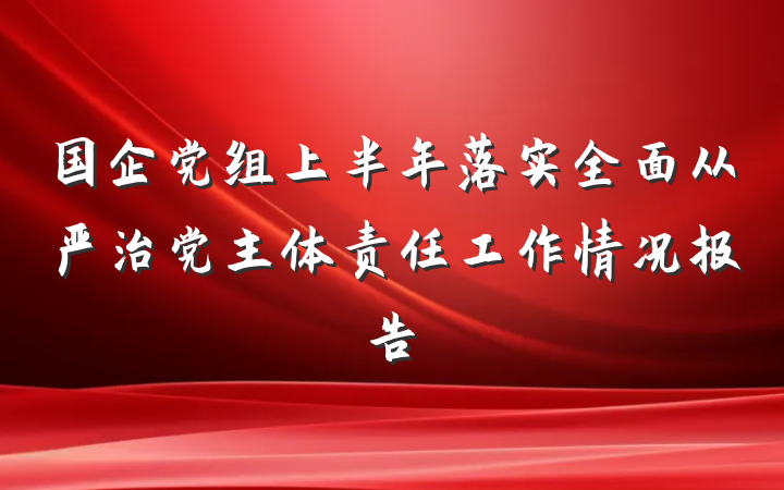 国企党组上半年落实全面从严治党主体责任工作情况报告