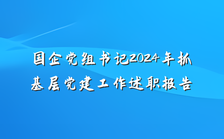 国企党组书记2024年抓基层党建工作述职报告