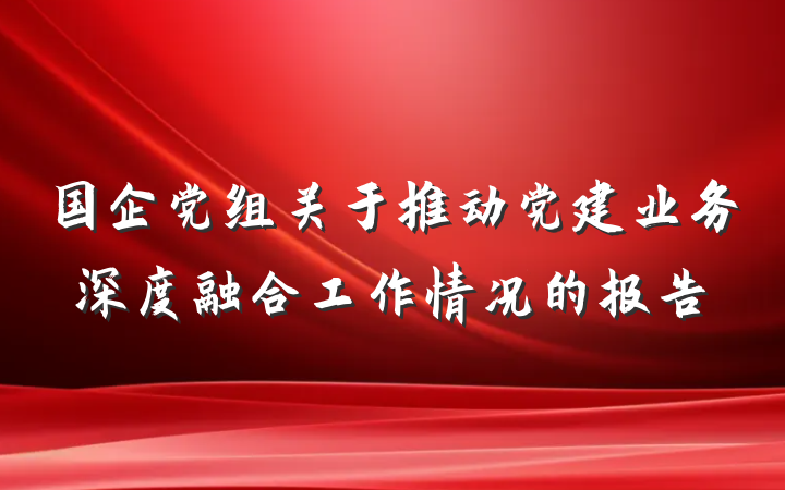 国企党组关于推动党建业务深度融合工作情况的报告
