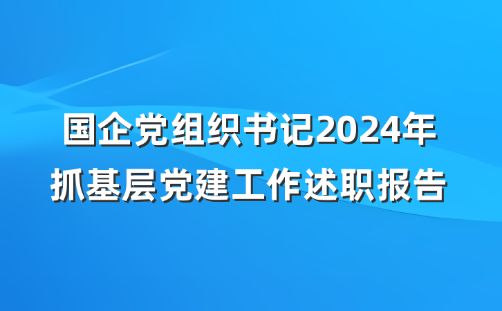 国企党组织书记2024年抓基层党建工作述职报告