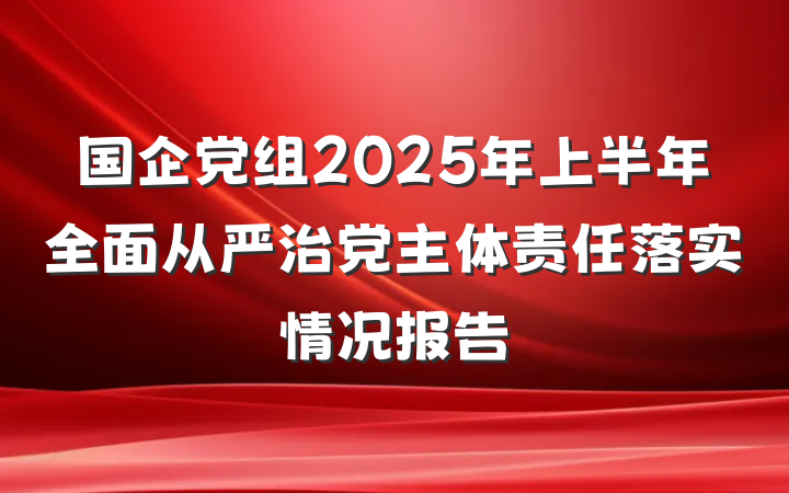 国企党组2025年上半年全面从严治党主体责任落实情况报告