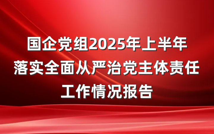 国企党组2025年上半年落实全面从严治党主体责任工作情况报告