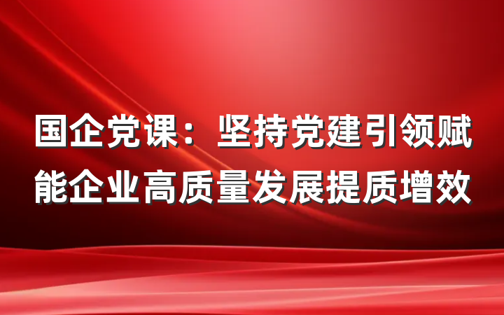 国企党课：坚持党建引领赋能企业高质量发展提质增效