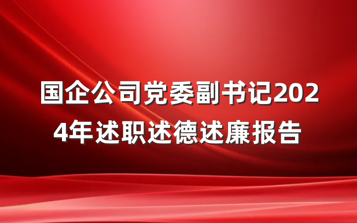 国企公司党委副书记2024年述职述德述廉报告
