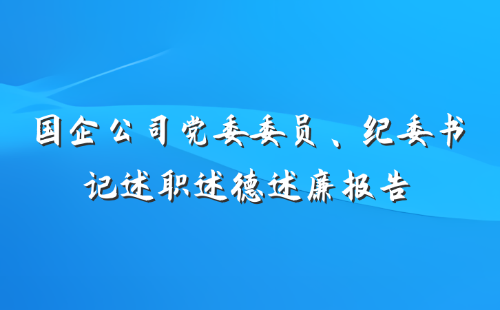 国企公司党委委员、纪委书记述职述德述廉报告