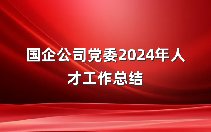国企公司党委2024年人才工作总结