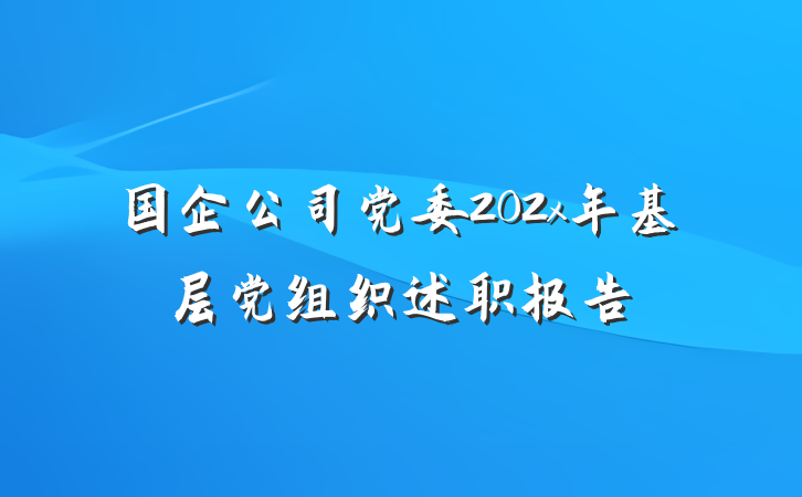 国企公司党委202x年基层党组织述职报告