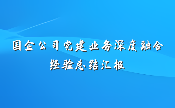 国企公司党建业务深度融合经验总结汇报