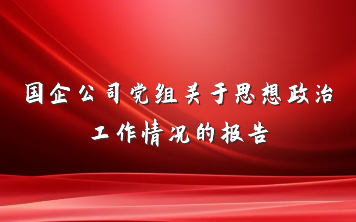 国企公司党组关于思想政治工作情况的报告