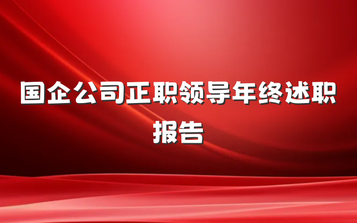 国企公司正职领导年终述职报告