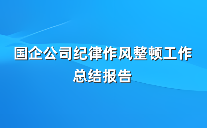 国企公司纪律作风整顿工作总结报告
