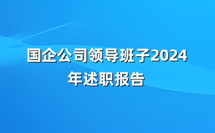国企公司领导班子2024年述职报告