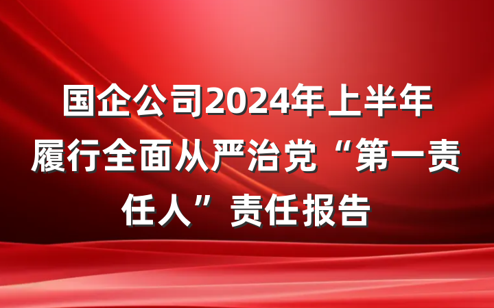 国企公司2024年上半年履行全面从严治党“第一责任人”责任报告