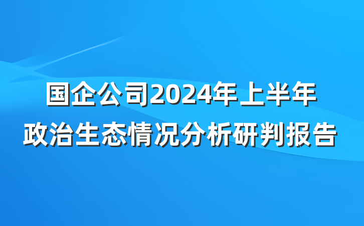 国企公司2024年上半年政治生态情况分析研判报告