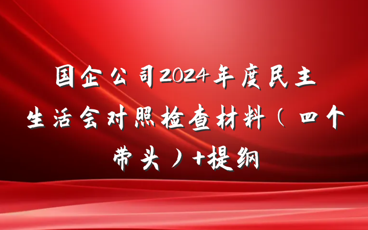 国企公司2024年度民主生活会对照检查材料（四个带头） 提纲