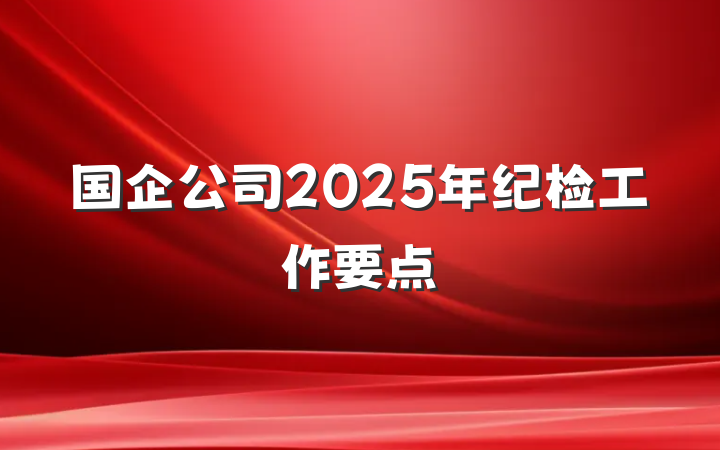 国企公司2025年纪检工作要点