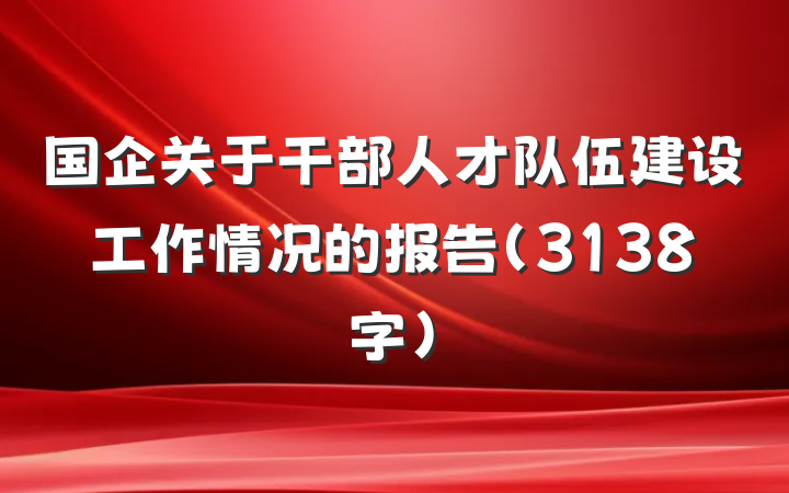 国企关于干部人才队伍建设工作情况的报告（3138字）