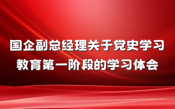 国企副总经理关于党史学习教育第一阶段的学习体会