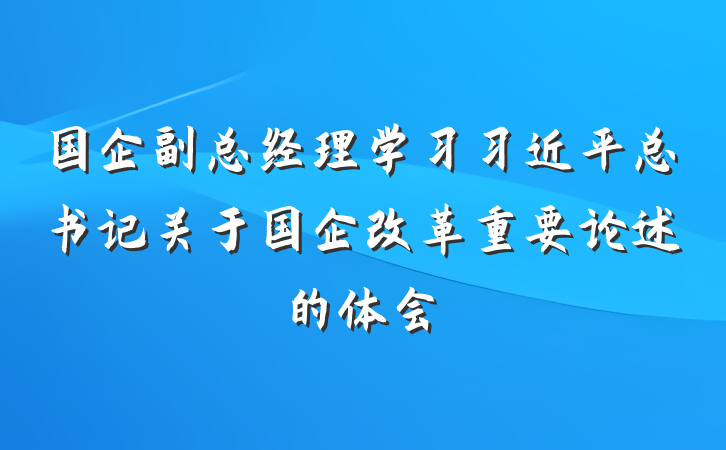 国企副总经理学习习近平总书记关于国企改革重要论述的体会