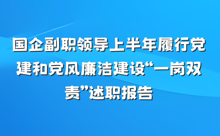 国企副职领导上半年履行党建和党风廉洁建设“一岗双责”述职报告