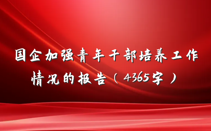 国企加强青年干部培养工作情况的报告（4365字）