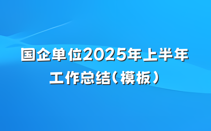 国企单位2025年上半年工作总结（模板）