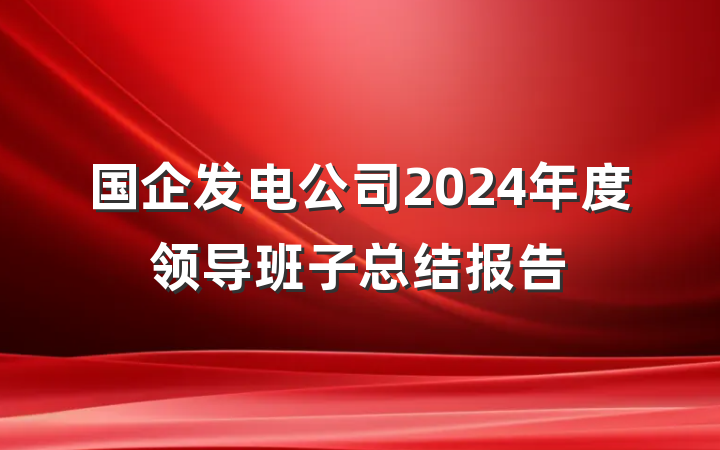 国企发电公司2024年度领导班子总结报告