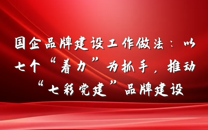 国企品牌建设工作做法：以七个“着力”为抓手，推动“七彩党建”品牌建设