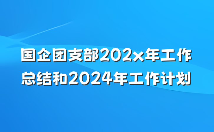 国企团支部202x年工作总结和2024年工作计划