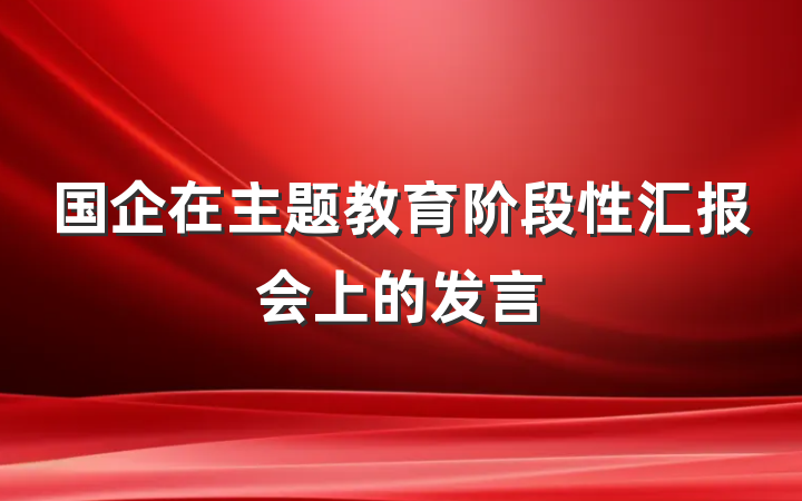 国企在主题教育阶段性汇报会上的发言