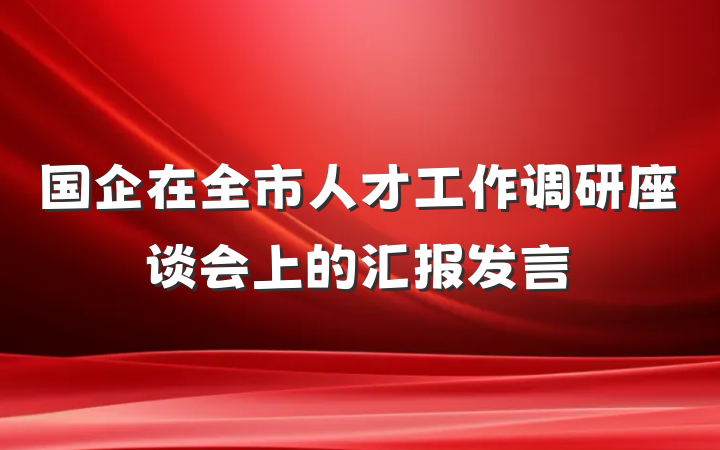 国企在全市人才工作调研座谈会上的汇报发言