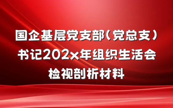 国企基层党支部（党总支）书记202x年组织生活会检视剖析材料