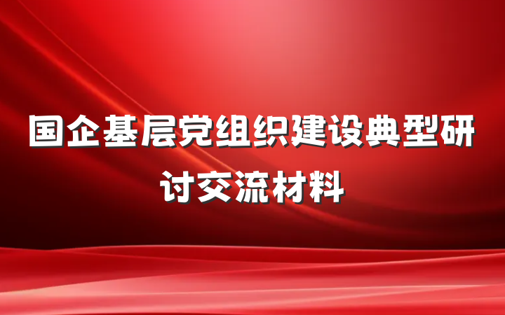 国企基层党组织建设典型研讨交流材料