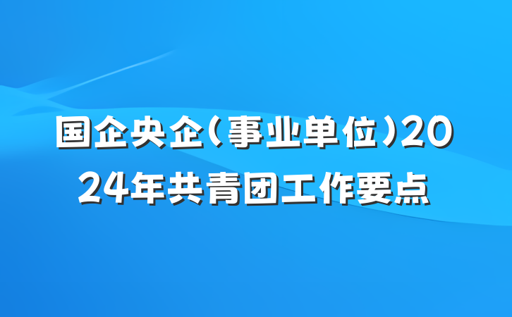国企央企（事业单位）2024年共青团工作要点