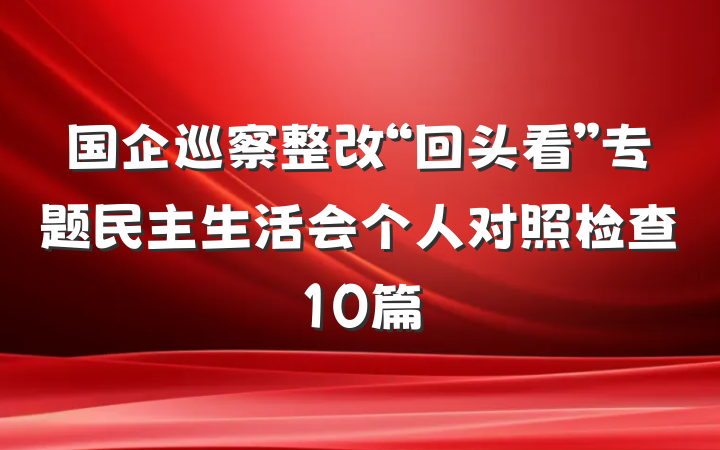国企巡察整改“回头看”专题民主生活会个人对照检查10篇
