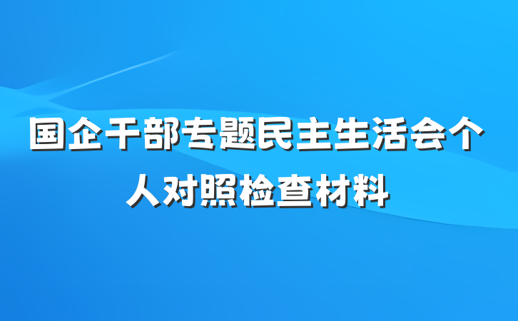 国企干部专题民主生活会个人对照检查材料