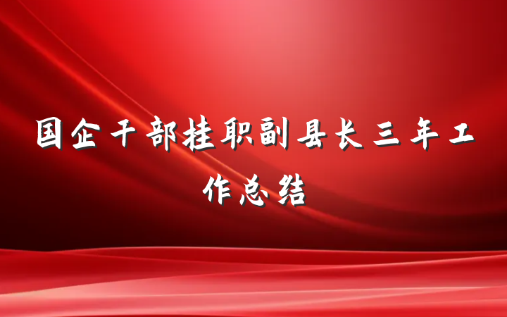 国企干部挂职副县长三年工作总结