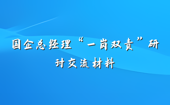 国企总经理“一岗双责”研讨交流材料