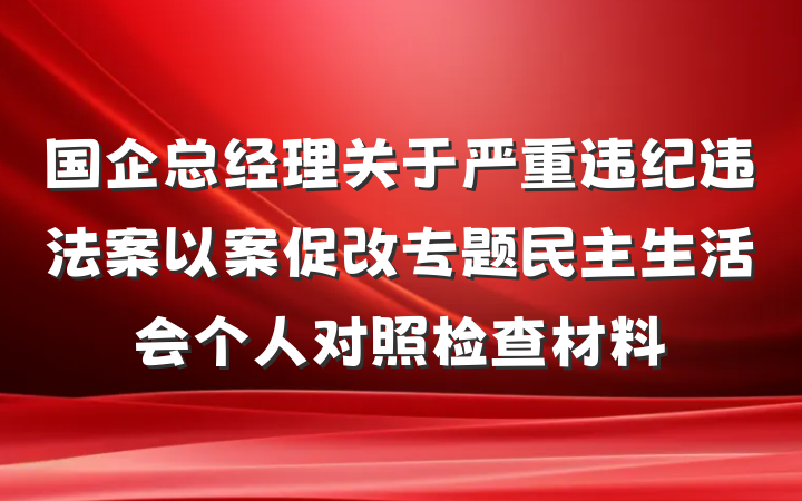 国企总经理关于严重违纪违法案以案促改专题民主生活会个人对照检查材料