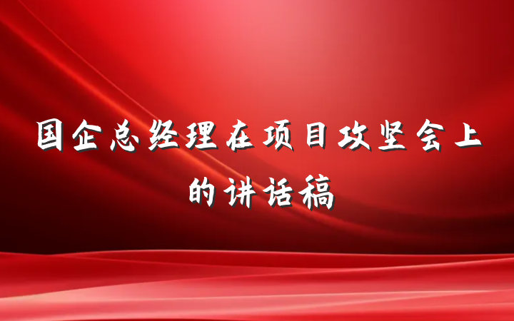 国企总经理在项目攻坚会上的讲话稿