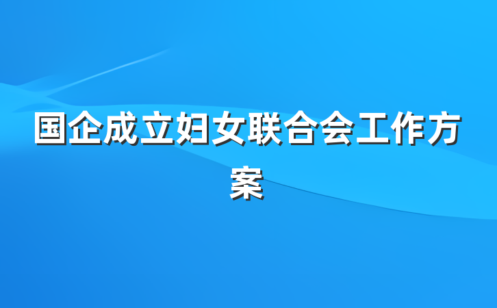 国企成立妇女联合会工作方案