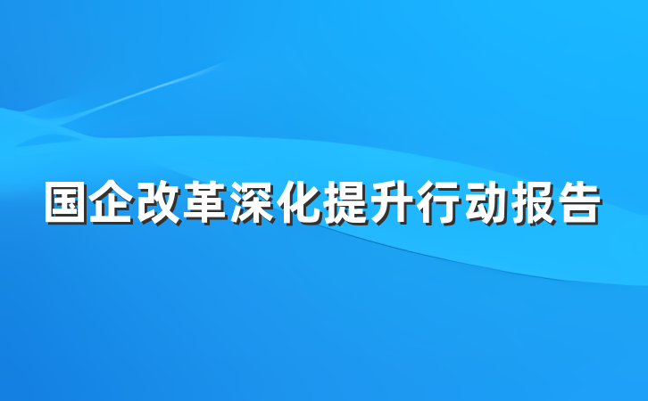 国企改革深化提升行动报告