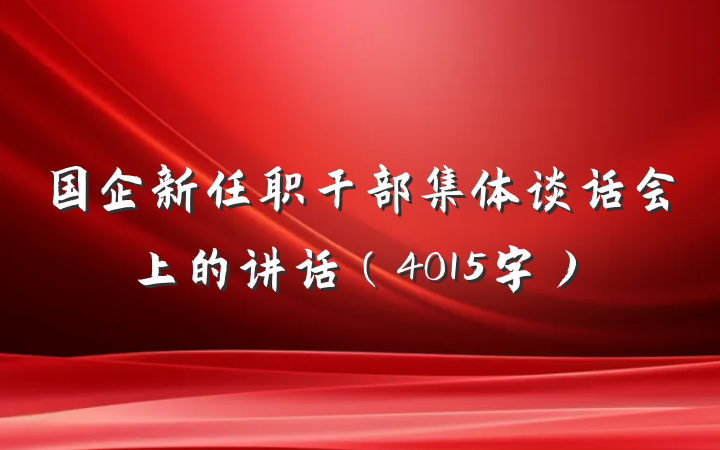 国企新任职干部集体谈话会上的讲话（4015字）