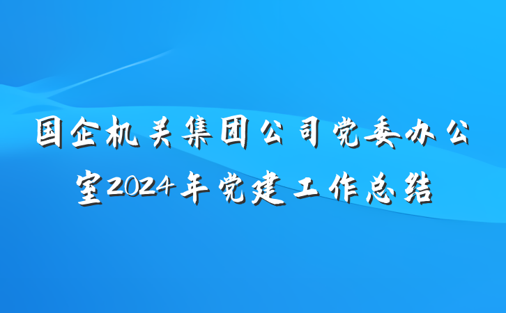 国企机关集团公司党委办公室2024年党建工作总结