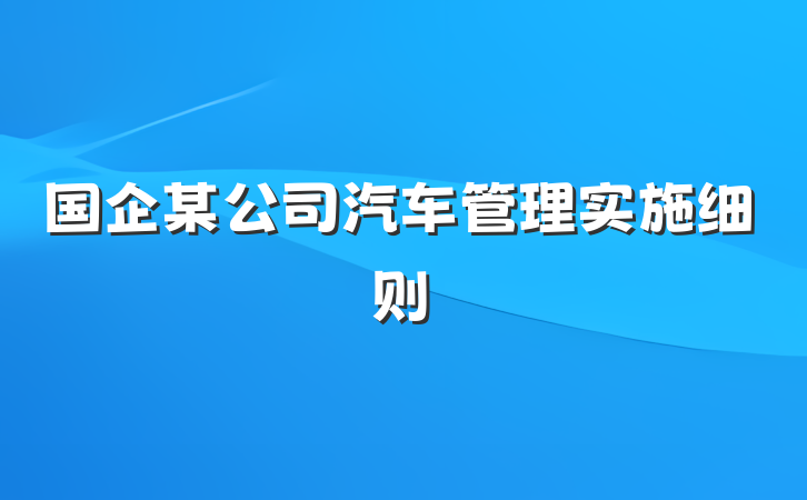 国企某公司汽车管理实施细则