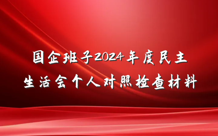国企班子2024年度民主生活会个人对照检查材料