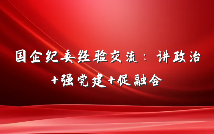 国企纪委经验交流：讲政治 强党建 促融合