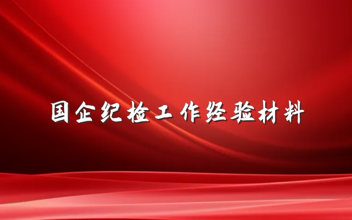 国企纪检工作经验材料