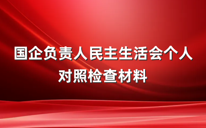 国企负责人民主生活会个人对照检查材料