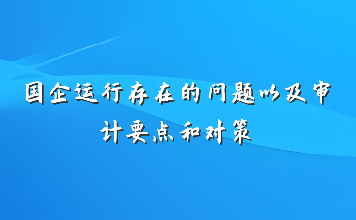 国企运行存在的问题以及审计要点和对策